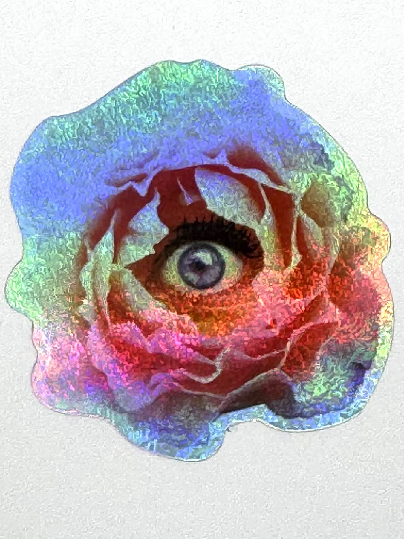 Iridescent Holographic Pink Flower- Premium Sticker - ERIN