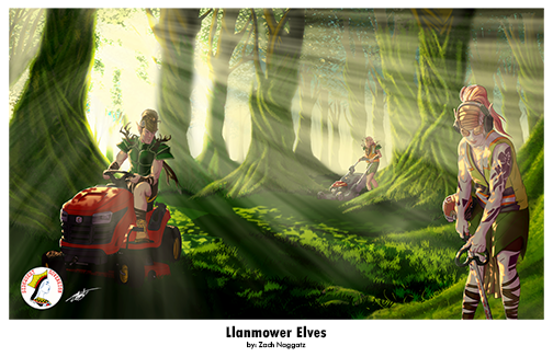 Llawnmower Elves Art Poster 11 x 17 -STRIPPERVASH