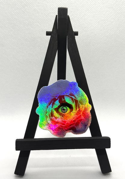 Iridescent Holographic Pink Flower- Premium Sticker - ERIN
