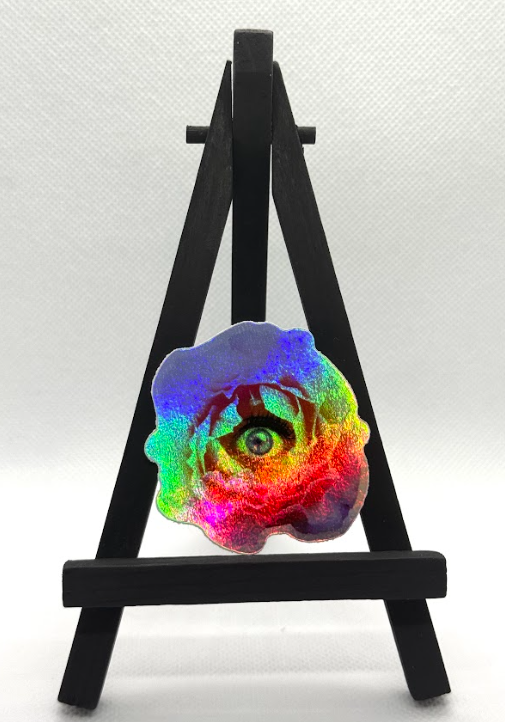 Iridescent Holographic Pink Flower- Premium Sticker - ERIN