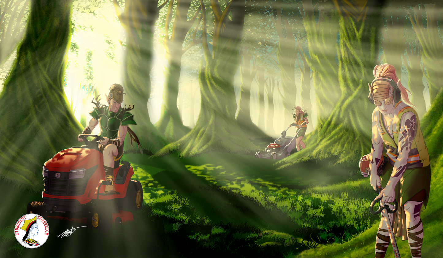 Llawnmower Elves Playmat 14" x 24" -STRIPPERVASH